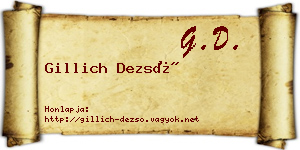 Gillich Dezső névjegykártya