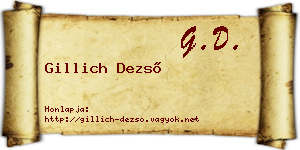 Gillich Dezső névjegykártya
